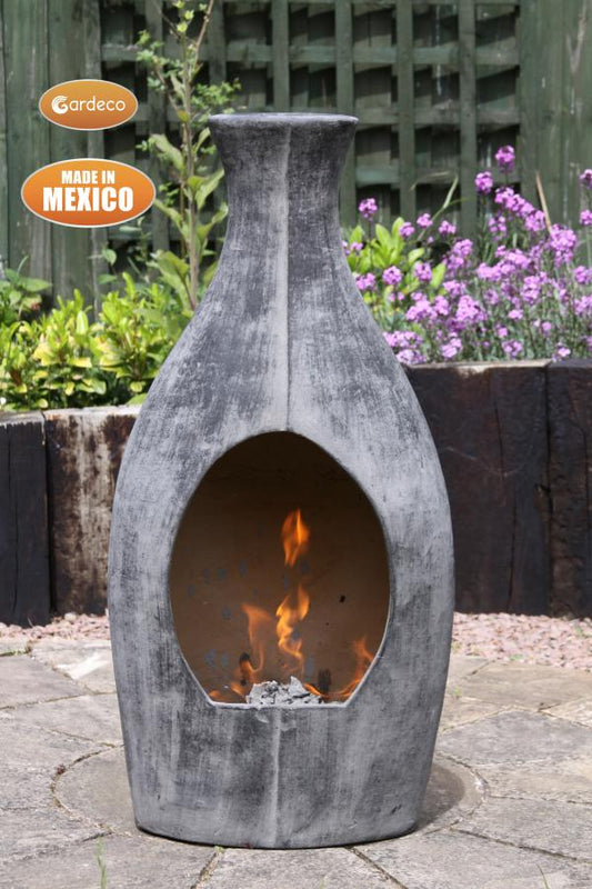 Large BOTELLA Mexican chimenea contemporary look charcoal grey