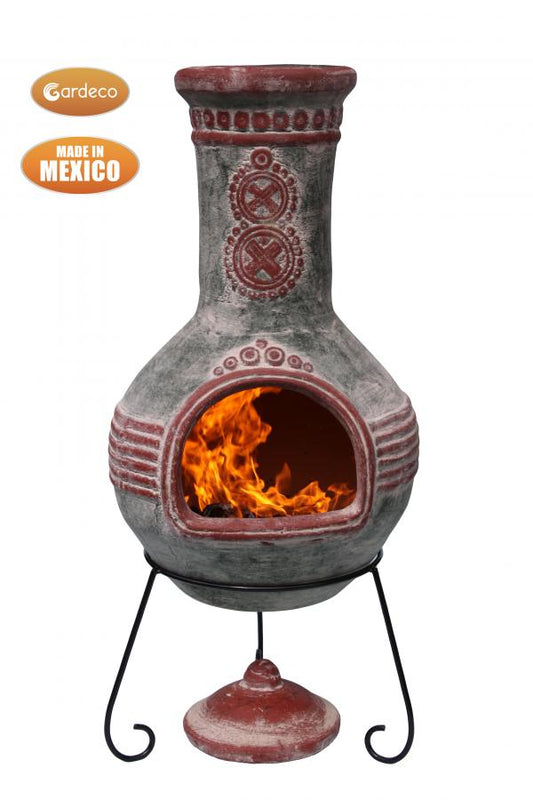 Azteca X-Large Mexican Chimenea in green and red