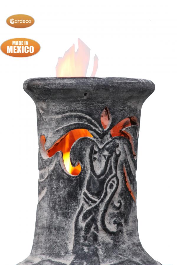 Wyre EL Dragon chimenea with cut-outs to see flames charcoal colour including stand and lid