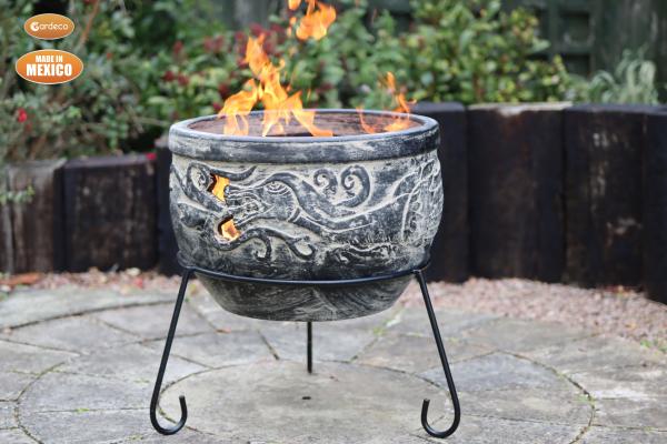 WYND The Dragon fire pit charcoal colour Celtic theme including stand