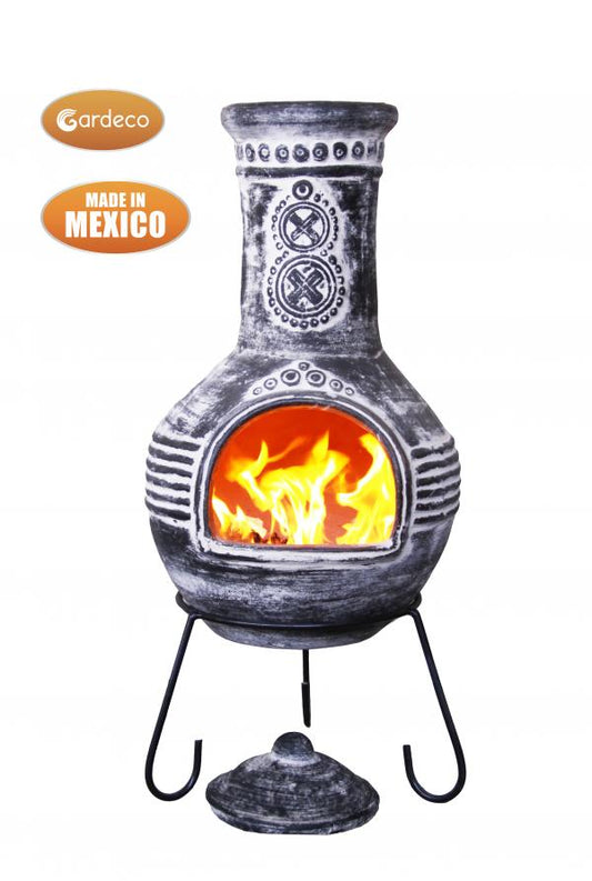 Azteca X-Large Mexican Chimenea in Charcoal Grey