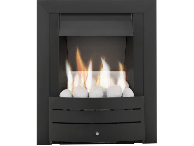 Sirocco Hera Slimline Gas Fire in Black with Pebble Bed